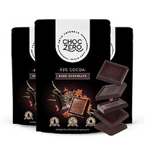 ChocZero 92 퍼센트 다크 초콜릿 무설탕 순탄수화물 1g 저탄수 다이어트 키토 간식, 92  다크 초콜릿 - 3팩, 92  다크 초콜릿 - 3팩, 3개