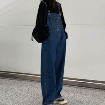 여자 멜빵바지 데님 점프수트 청멜빵바지 봄패션 코디 바지 와이드 팬츠 수트 여성 멜빵 점프 코디