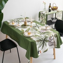 명품 식탁보 모던 미니멀 테이블보 방수 린넨 식물스타일 MR FANTASY, 140 * 140cm (사각 및 원형 테이블), 프레시 에덴 【식탁보】