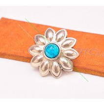 비즈공예 원석 10pcs 30Mm 실버 서양 노란색 구슬 꽃 Conchos 스크류 백 DIY Leathercraft 벨트 수하물 가, 09 Sky Blue Bead