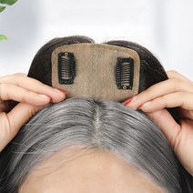 하이유니 인모 정수리 탑커버 부분 붙임 머리 헤어 피스 가발, 네츄럴블랙, 안쪽망5x8cm-기장17cm