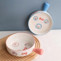 BLOWFISH FUGU 도라에몽 세라믹 캐릭터 손잡이 그릇 그릇세트, 분홍색