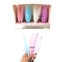 바닐라루시 깃털모양 중성 볼펜 모양펜 잉크펜 펜, 분홍+하늘+흰색+보라, 4개입