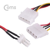 Coms AOND622 쿨러 케이블 전원 3핀 IDE 4핀 30cm 커넥터, 1개