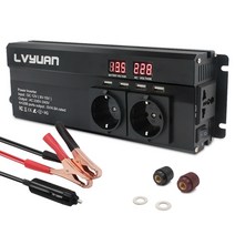 차량용컨버터 lvyuan 자동차 인버터 2600w 전원 dc 12v24v에서 ac 220v led 디스플레이 앰프 4usb 변환기 충전기 변압기 eu범용 플러그, 12v EU 블랙