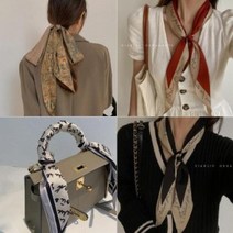 LFC198192쁘띠 미니 스카프 헤어끈 롱스카프 쁘띠스카프 방도 헤어끈 헤어 여성 스타일 가방 패턴 방도 스카프하는법