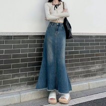 라오농 라인미팅 꽁치진치마 슬림 랩 데님 롱스커트BHGFTS