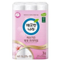 깨끗한나라 3겹 천연펄프 데코 허브가든 벚꽃 프리미엄 화장지 30m, 1팩, 30롤