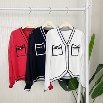 쉬폰소재 소매 브이넥 라인 cardigan 여성 v- 컬러 실크 라운드 아크릴 소재 재킷 형 니트 가디건