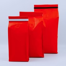 바이올팩키지 커피봉투 무광레드 M자봉투 100매 아로마밸브 미부착, 200g