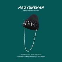 겨울 니트 모자 여성 비니 패션 진주 체인 라인 석 성격 따뜻한 귀 보호 디자이너 럭셔리 skullies