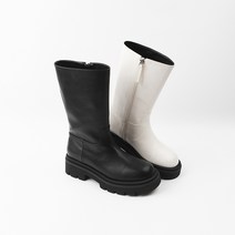 [신난다슈] 미들부츠 4cm 여성 미디부츠 발편한 라운드토 플랫폼 키높이 통굽 워커부츠 통넓은 데일리 하프부츠