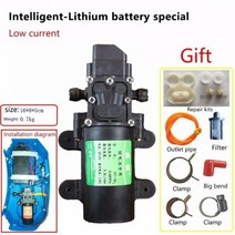 다이어프램펌프 워터 소형 12v 펌프 도자기가마 Dc 70psi 3.5lmin 농업 전기 내구성 블랙 마이크로 고압 다이어프램 물 분무기 세차 12 v, 리튬 배터리 인텔