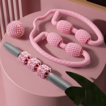 3D 림프순환 마사지기 셀룰라이트 종아리 롤러 볼 근육뭉침 지압, 상품선택, 핑크퍼플-봉+볼