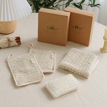 삼베수세미 & 그린레빗 선물 세트 핸드메이드 제로웨이스트 친환경 식물 수세미, 1개, 4p