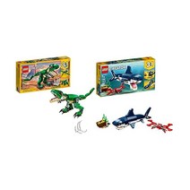 LEGO Creator 3in1 심해 생물 31088 상어 오징어 낚시꾼 물고기 게와 거대 공룡 만들기 31058 직접 조립 공룡 세트 익룡 트리케라톱스 T 렉스 장난감