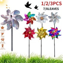 풍향계 바람 풍력 장식 동물 정원 1 3pcs 78 잎 새 펠러 풍차 스피너 diy 억제 실버 바람개비 야외 잔디 마당, 3pcs 풍차 04