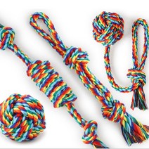 꼬랑댕이 반려동물 소형견 강아지 중형견 터그놀이 로프 공 장난감 4종 세트, 1세트