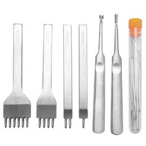노 브랜드 가죽 스티칭 치즐 세트 레이싱 펀치 그루버 베벨러 및 재봉 바늘 레아, 은