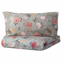 이케아 네셀클로카이불커버+베개커버 라이트그레이그린 150x200+50x80cm 면54% 비스코스46%