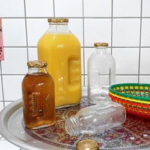 레트로 주스병 냉장도 보리차 물병 델몬트 훼미니 옛날 유리병 홈카페 소품 잡화, 245ml