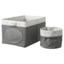 이케아 뇌이삼 상자(25x37x22cm)+바구니(18x21cm) 그레이 폴리에스테르100%, 이미지참조