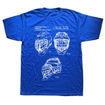 아이스하키 장비 용품 Funny Ice Hockey Goaltender Mask 특허 티셔츠 코튼 스트리트웨어 반팔 생일 선물, 05 BLUE_05 XL