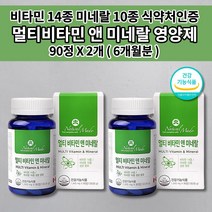 성인 남성 여성 10대 청소년 수험생 고3 가족 피로회복제 알약 지친 기력 체력 만성 피로 회복 식약처 인증 캐나다 직수입 천연 종합 멀티 비타민 앤 미네랄 24종 영양제 90정, 2개