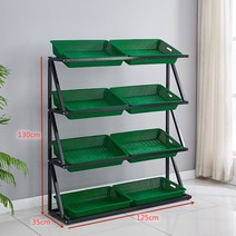 과일 야채 진열대 매대 선반 슈퍼마켓 야채가게 수납정리, 블랙 2열 4단