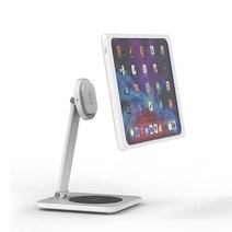 EMONITA 892597 마그네틱 아이패드 스탠드 18W 고속 충전기. 접이식 L 모양 강한 자석 360도 회전 180도 기울기 견고한 무선 충전 베이스, 실버_Foldable