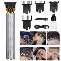 MOLADY 남성용 전문 헤어 클리퍼 USB 충전식 무선 트리머 수염 면도기 전기 아웃라이너 그루밍 키트 T 블레이드 클로즈 커팅 (실버), White