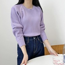 여성 라운드 나그랑 하찌 골지 니트티 새내기 봄옷 할머니니트 평일룩 주부