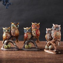 수지 공예 올빼미 장식 공예 창조적 인 홈 거실 장식 창조적 인 선물, 금, 16X10X6.5
