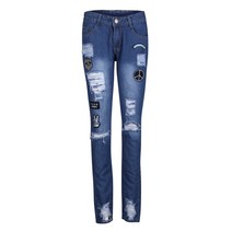 새로운 패션 망 스키니 청바지 립 슬림 피트 스트레치 데님 조난 닳은 바이커 SCRATCHTED HOLLOW OUT LONG JEANS BOY ZONE