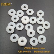 오링 o-ring 100 개 1mm 두께 흰색 투명 실리콘 o-링 OD 4 4.5 5 5.5 6 6.5 7 7.5 8 8.5 9mm 가정용 개스킷 독 없음 o 링, 5x3x1mm, 3.5x3x1mm