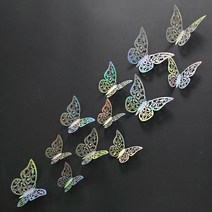 아이방 집꾸미기 포인트 12Pcs 3D 나비 벽 스티커 업 보라색 파란색 거실 냉장고 장식 소품 DIY 아트 벽화 룸, [03] Colorful-Style C