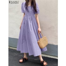 ZANZEA 여성 여름 스퀘어 원피스