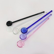 내열유리 롱스푼 2P 세트 컬러 투명 스틱 홈카페 롱티스푼, 화이트2P
