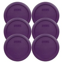 Pyrex 번들 - 6 품목: 7201-PC 4컵 다크 블루 플라스틱 식품 보관 뚜껑 미국산, 1, Red