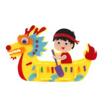 공예 키트 diy 1Set DIY Non-Woven Toy Kids Handcraft Kit Handmade Fabric Dragon Boat Assemble Sheet for F, [02] Yellow Boy