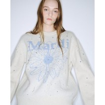 MARDI MERCREDI CASHMERE BLENDED PULLOVER FLOWERMARDI PEARL EMBELLISHED_IVORY SKY