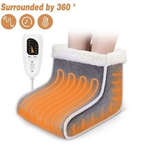 전기 발 온열 장치 난방 패드 USB 충전 절전 따뜻한 커버 6-난방 및 4-타이밍 홈 침실 수면, 01 Grey Wrap up_01 US