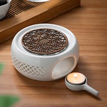 난방 베이스 화이트 도자기 티 워머 라운드 세라믹 스토브 촛불 트레이 히터 삼발이 접시 컵 열 냄비 차, 02 C