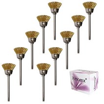 xmomx 10 pcs 황동 와이어 브러쉬 그릇 모양의 바퀴 연마 12 34 직경 w섕크 1834 회전 공구용