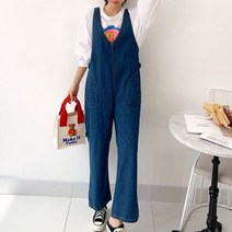 퍼니걸스 3409 브이 데님 점프수트 여성의류