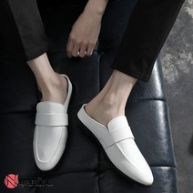 SAMARA 심플 레더 남자 사무실 슬리퍼 발편한 뮬 블로퍼