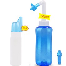 300/500ML 코 클리너 Neti Pot 70ML 비강 세척 Irrigator 스프레이 부비동염 비염 치료 Nosal Sinus 린스 성인 키즈 건강 관리, 01 500ML and 70ML