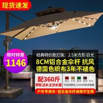 LED 파라솔 테라스 옥상 캐노피 야외 대형 조명 펜션 캠핑, 사각2.5m+360진바퀴물탱크