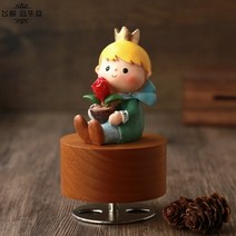 추억의마니 나무 오르골 뮤직박스 미니 태엽 장식 무브먼트 공예 레트로 선물 홈 장식 어린 왕자 벽 시계, 03 3