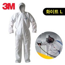 쓰리엠 페인트 스톤코트작업용 보호복 화이트 L 실험복 석면방진복, 1개